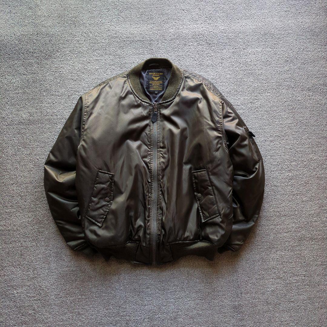 美品unknownMA-1フライトジャケットリバーシブルナイロン中綿短丈グレーL