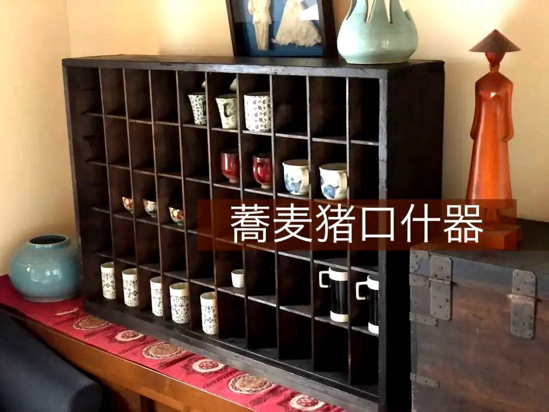 明治〜大正 骨董【職人手製】蕎麦猪口　食器棚 木製棚