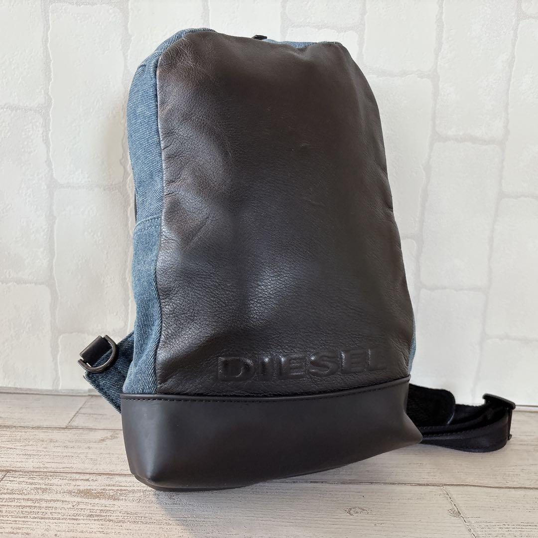 美品✨DIESEL ディーゼル デニム キャンパス レザー ボディーバッグ 希少