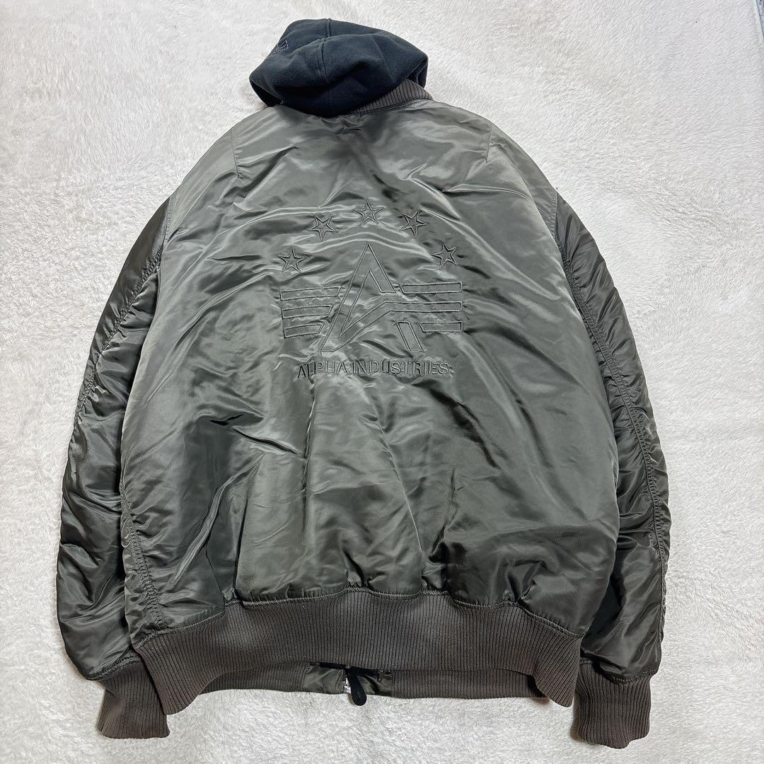 希少5L！ALPHA アルファ MA-1 フード付 ワッペン フライトジャケット