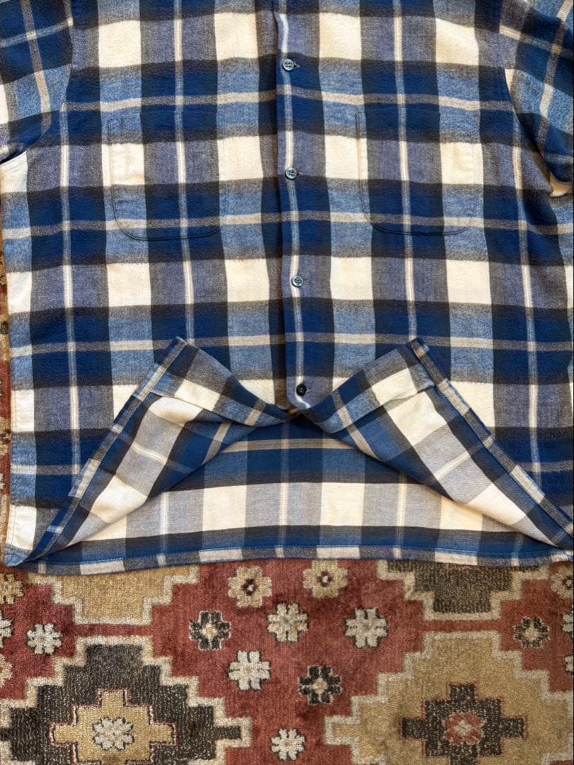 60s vintage Sears オープンカラーflannel shirt L