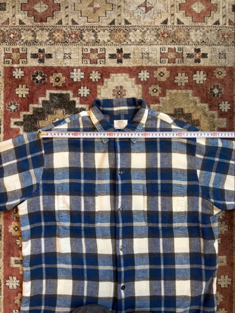 60s vintage Sears オープンカラーflannel shirt L