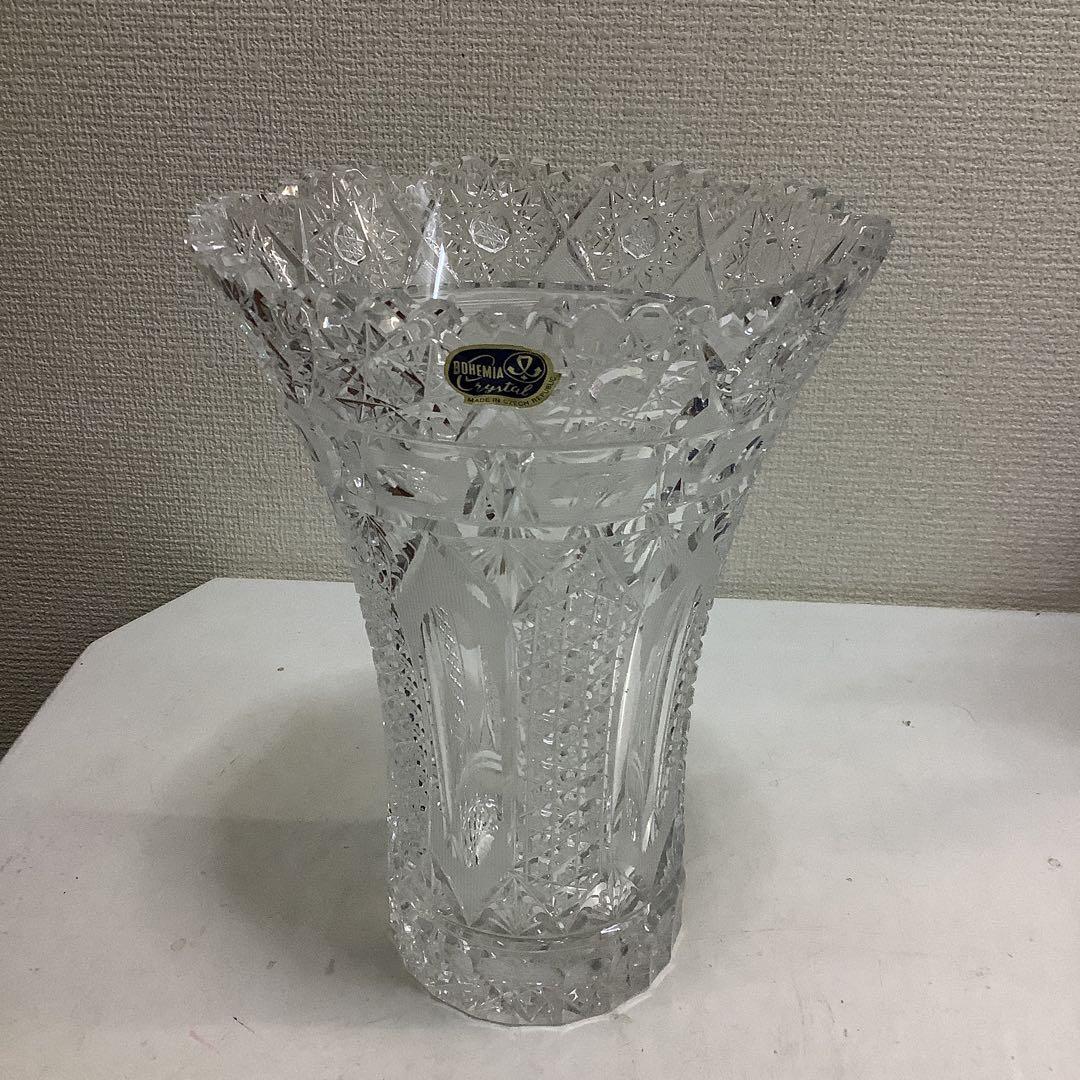 6049⑧★カットクリスタル花瓶 約25cm 高★