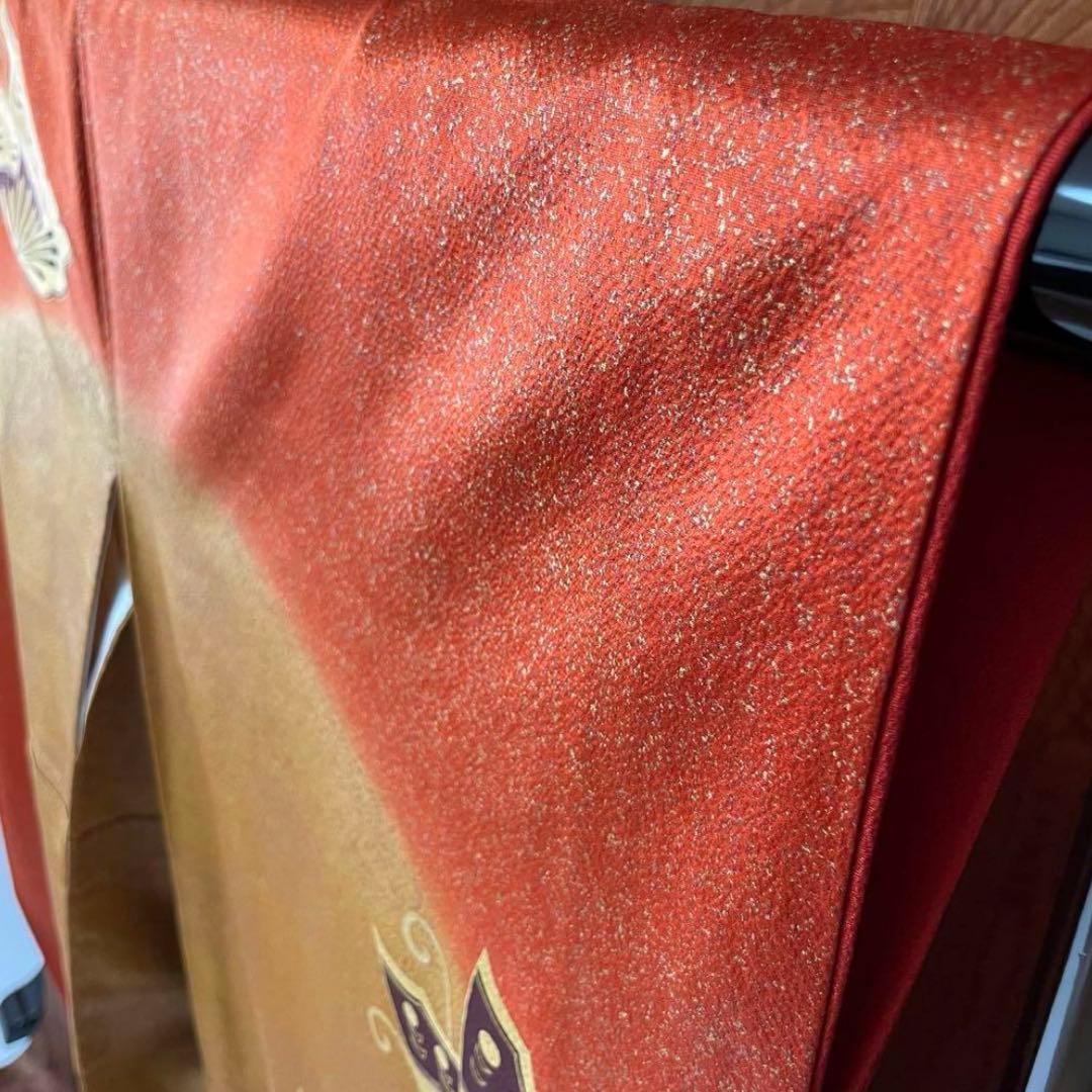 振袖 超 トールサイズ 金駒刺繍 箔 金彩 蝶の舞 望月 正絹 裄71 v015