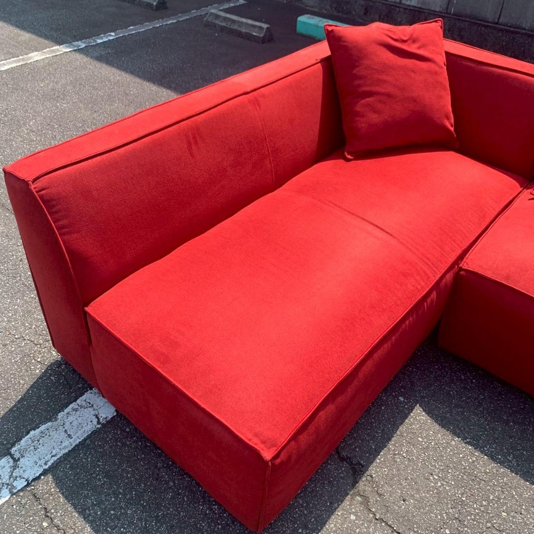 ニトリ コーナーソファ カウチソファ サルト2 レッドカラー Y1819