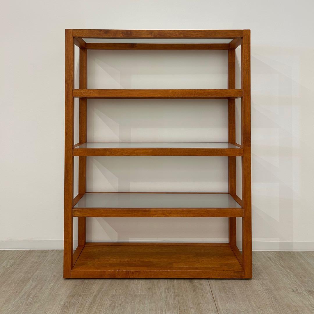 展示品☆木製ディスプレイラック オープンラック ガラス棚 北欧風 陳列棚棚 什器