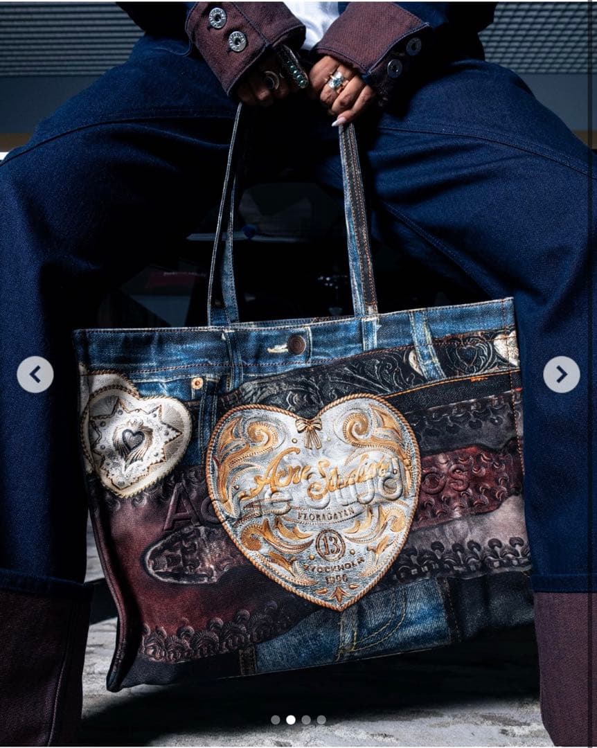 Acne Studios 転写デニムショルダートートバッグ