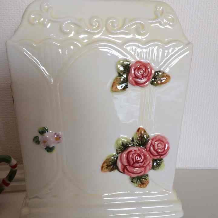 完売！バラ薔薇 置き時計 ローズ 置物/ヴィクトリア風
