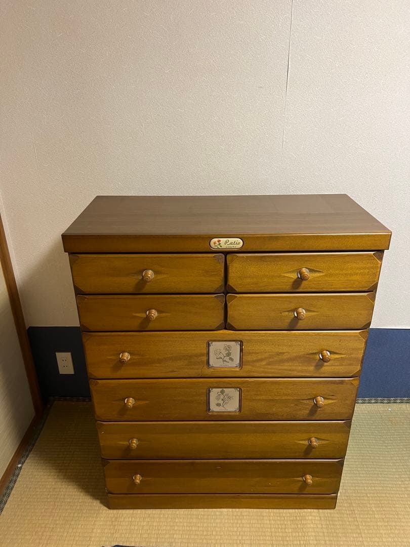 木製チェスト 8引き出し　デザインチェスト