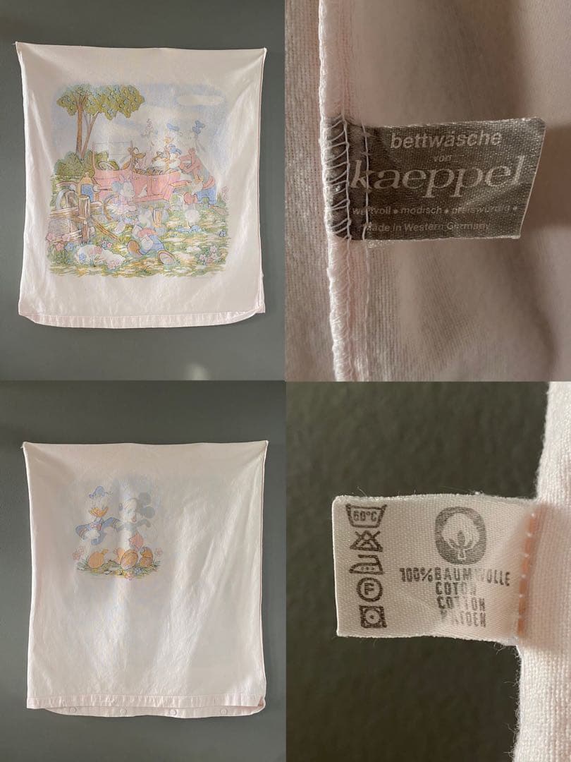 ビンテージ 70s ヨーロッパ ディズニー ミッキーマウス クッション カバー白