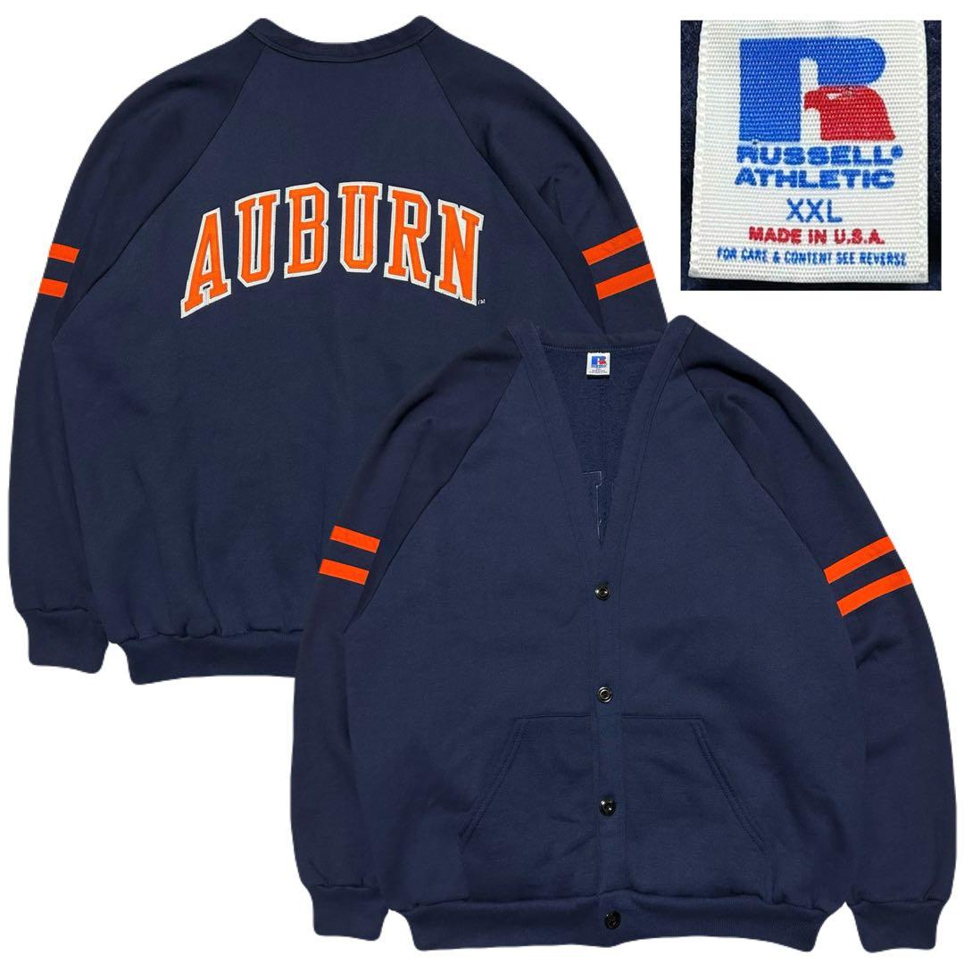 【90s】USA製　ラッセル　スウェットカーディガン　オーバーン大学