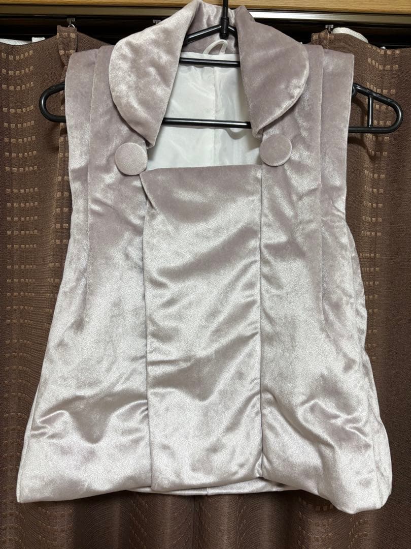 七五三　3歳女の子被布　くすみピンク　ホワイトぴんく白牡丹　ベロア　5点セット