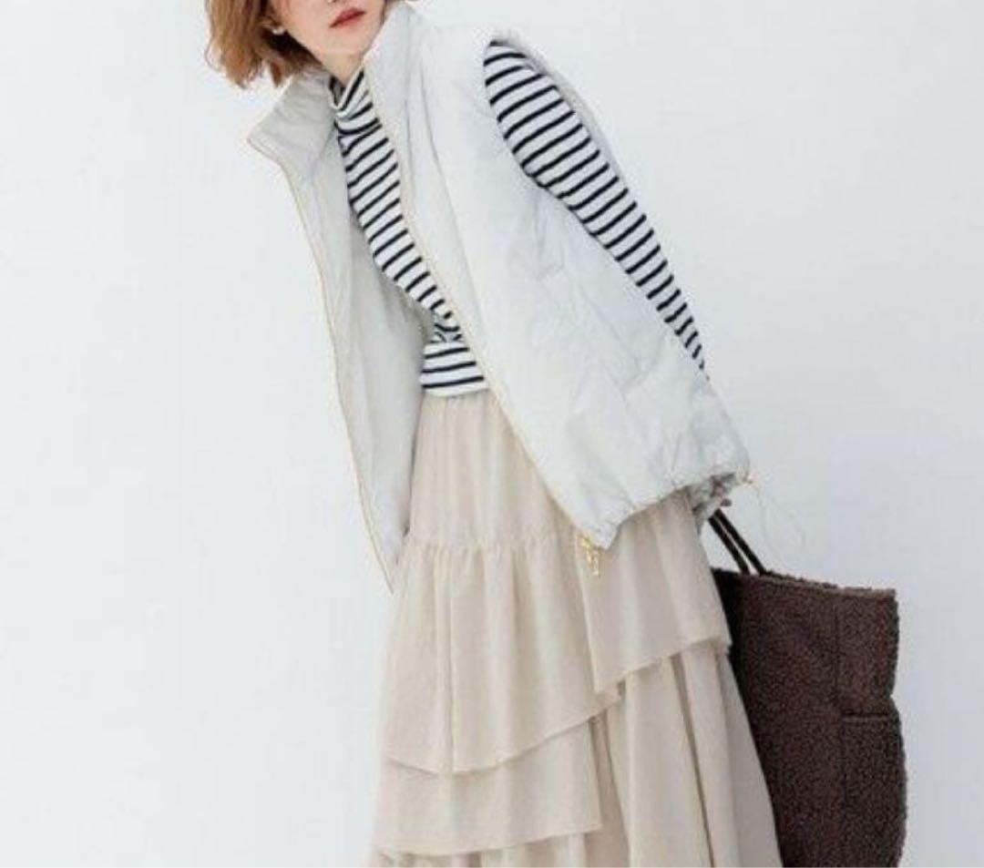 23区【洗える】中綿 パティング ベスト　アイボリー系 38