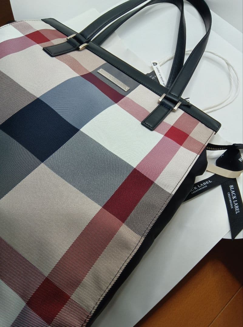 新品★ブラックレーベルクレストブリッジトートバッグバーバリーチェック柄
