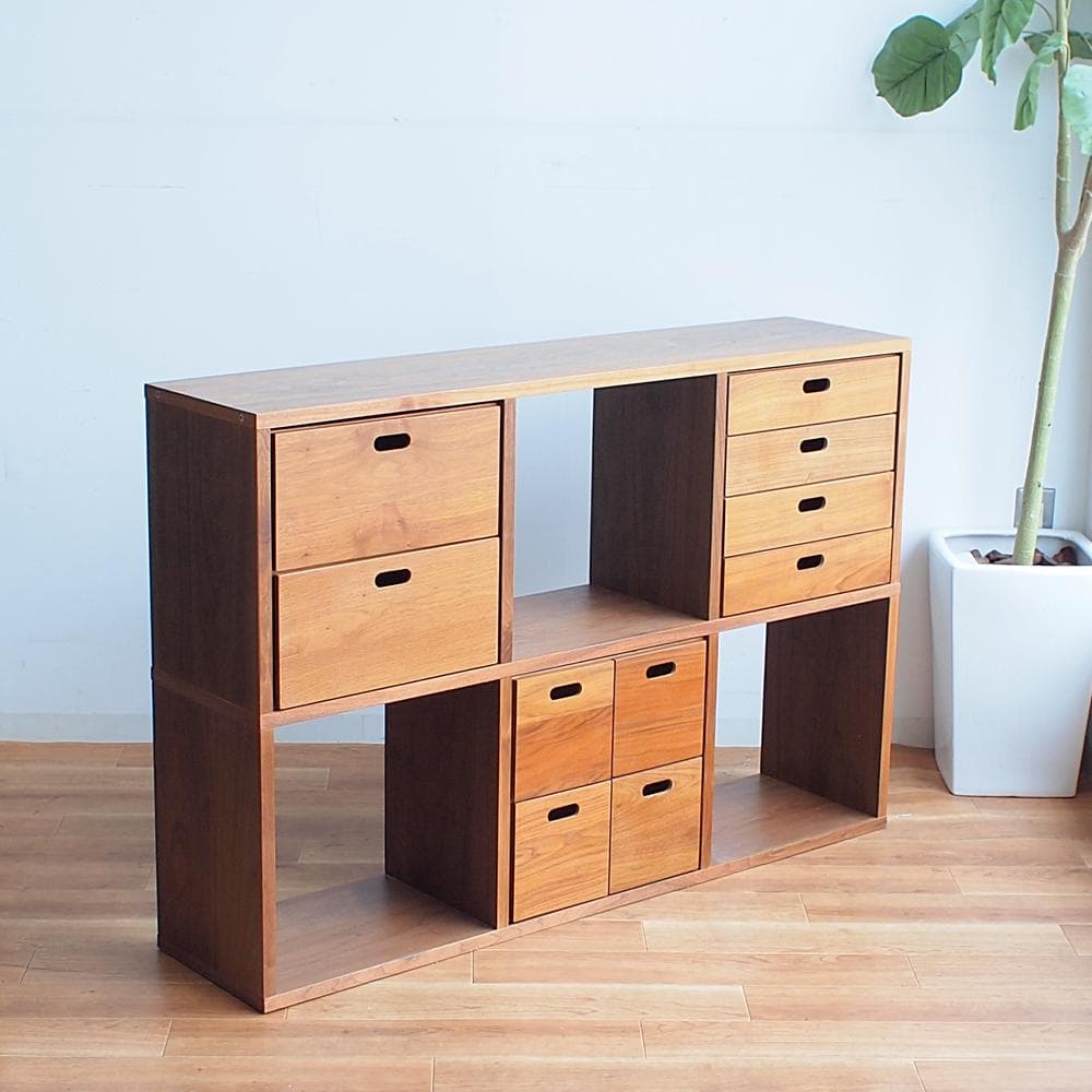 無印良品/MUJI ウォールナット材 スタッキングシェルフ 引出付き チェスト
