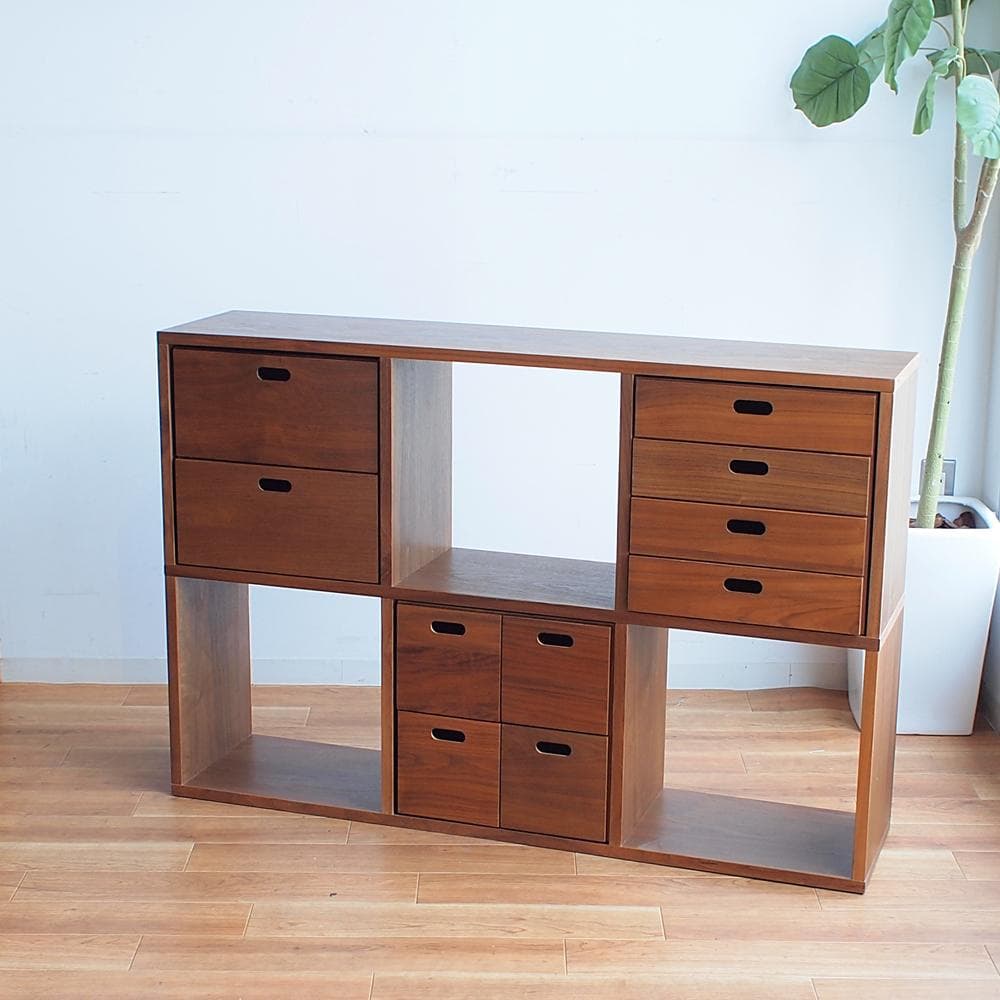 無印良品/MUJI ウォールナット材 スタッキングシェルフ 引出付き チェスト