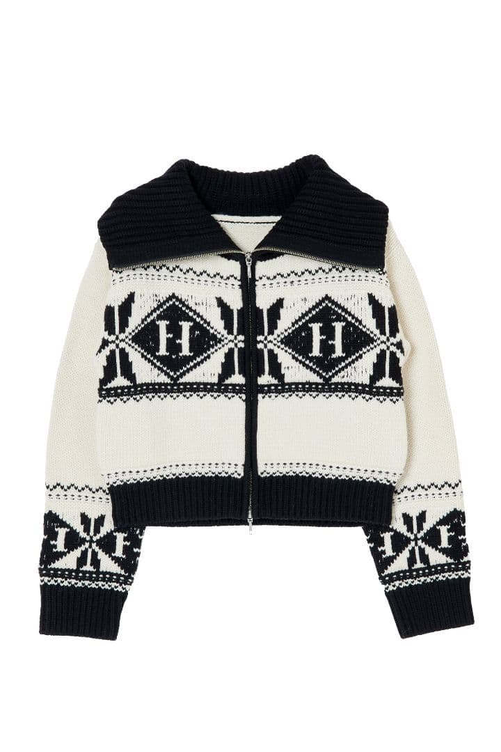 トップス herlipto H Nordic Knit Zip Jacket