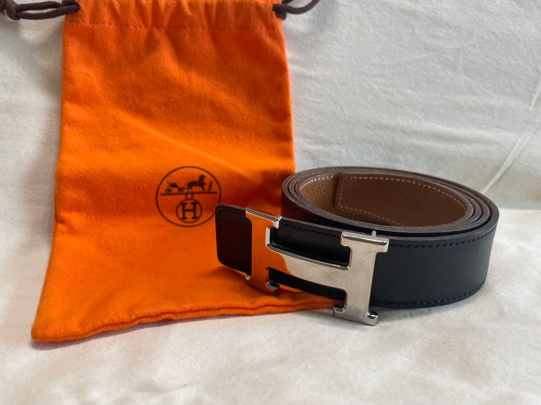 エルメス コンスタンス Hロゴバックル リバーシブルレザーベルト ⬜︎K刻印 90