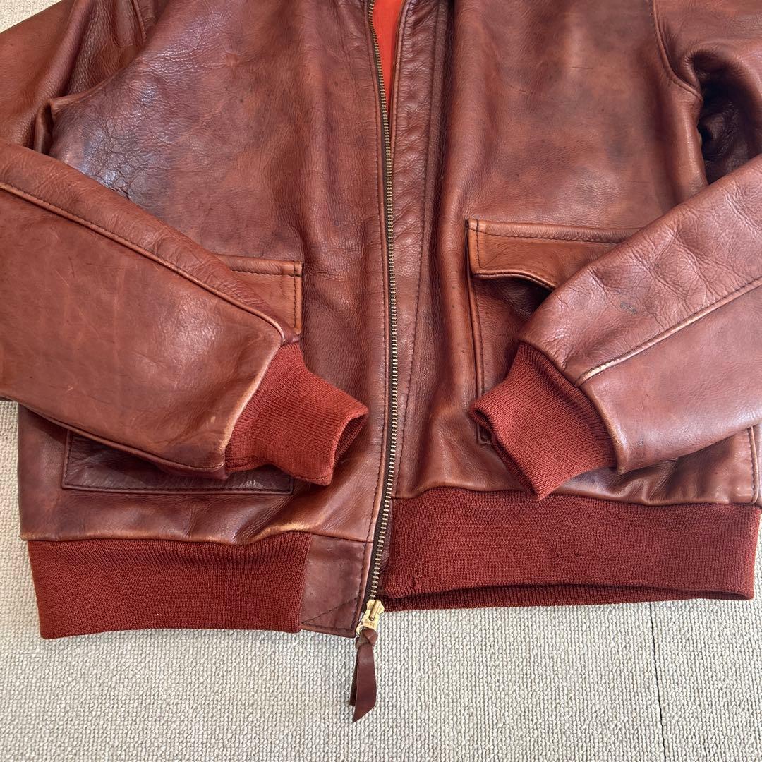 エアロレザー　A-2 レザージャケット　本革　ブラウン系　40