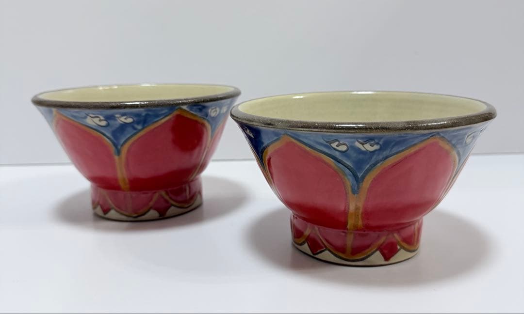 入手困難 新品 沖縄 幸陶器 やちむん【花笠マカイ 5寸】ペアセット