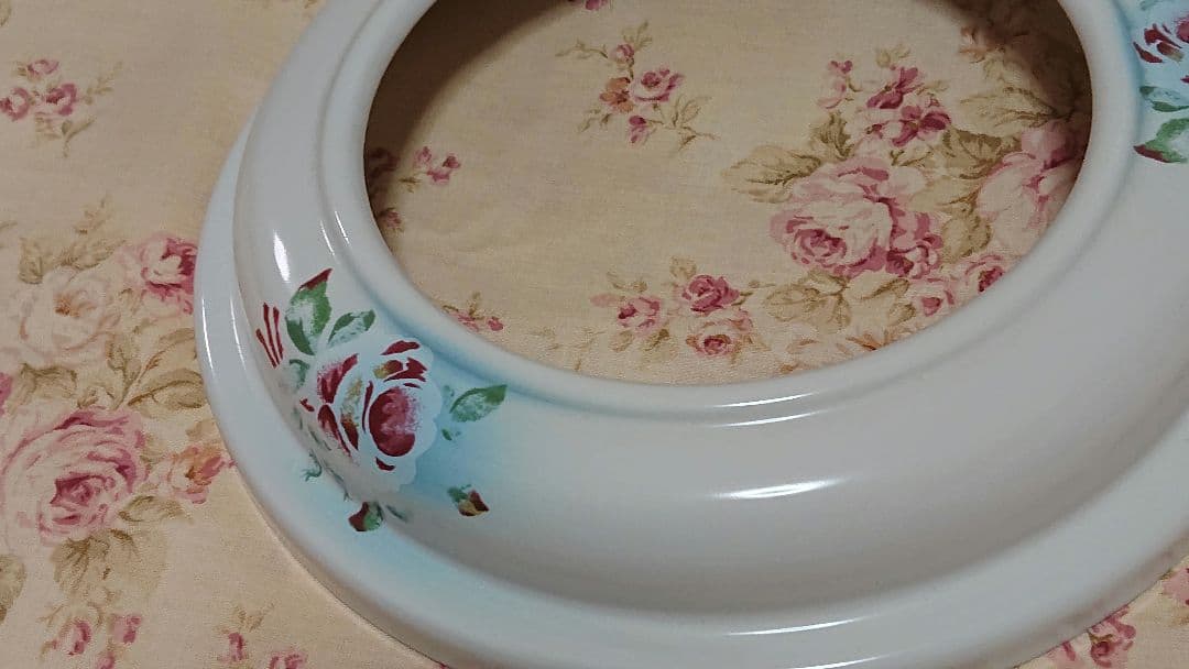 イマン　プリンセスローズブルー　トラッシュ缶　ストッカー　薔薇　ローズ　花柄