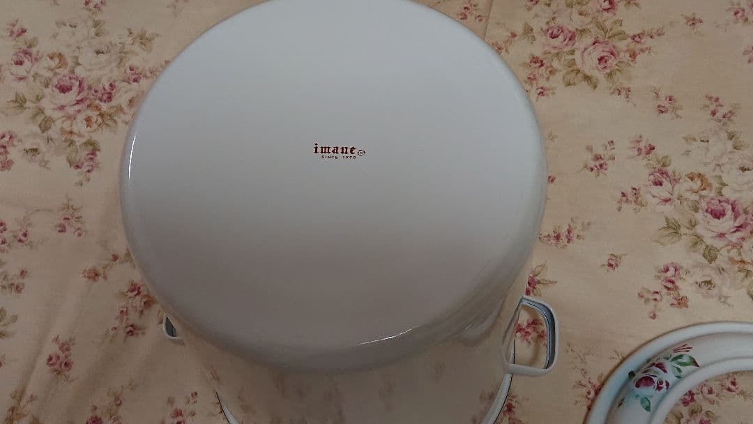 イマン　プリンセスローズブルー　トラッシュ缶　ストッカー　薔薇　ローズ　花柄