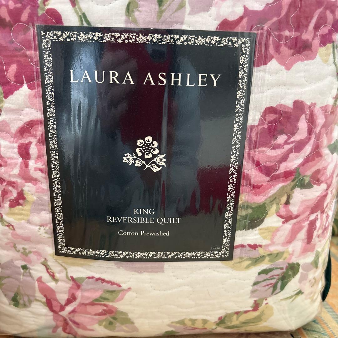Laura Ashley リバーシブルベッドキルト３点セット キングサイズ
