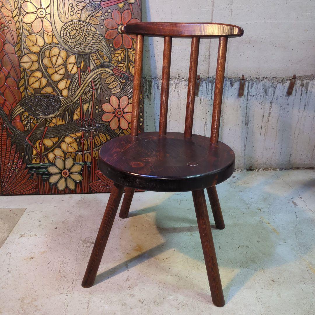 手作り家具 矢澤金太郎 天然木 ダイニングチェア ヒノキ 拭き漆 ビンテージ