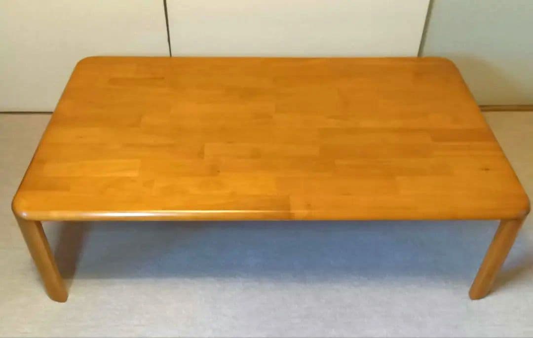 座卓120×75×高32cm折畳み　天然木ラッカー塗装ライトブラウン　使用2度