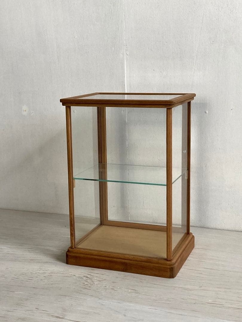 g299 古い木製 小振り ガラスケース 2段 卓上 ショーケース 展示ケース