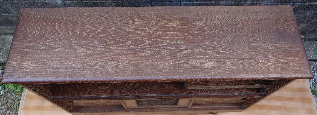 木製 飾り棚 ガラス戸 引出し キャビネット 昭和レトロ アンティーク 茶棚 箱