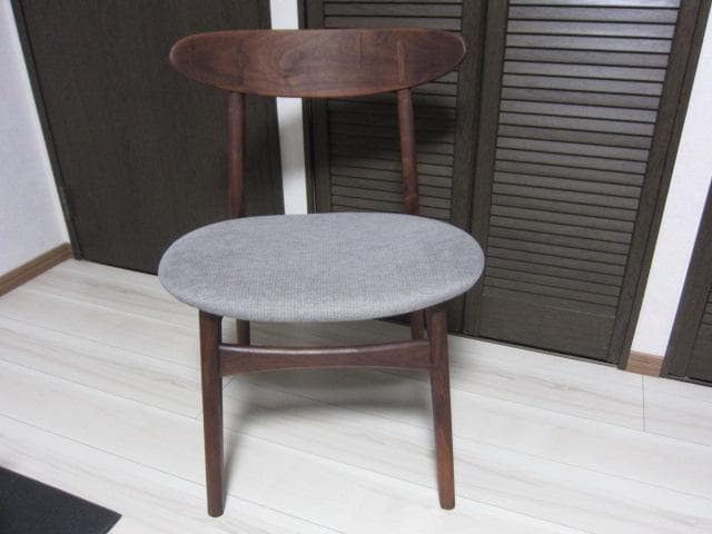 NOCE/ノーチェ ウォールナット天然木チェア MK11A ライトグレー　①