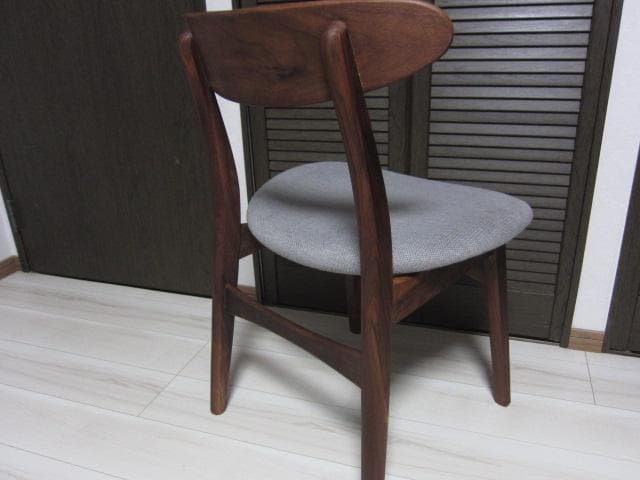 NOCE/ノーチェ ウォールナット天然木チェア MK11A ライトグレー　①