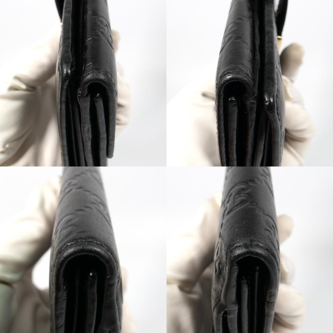 美品✨グッチ GUCCI 長財布 シマ レザー GG柄 ブラック