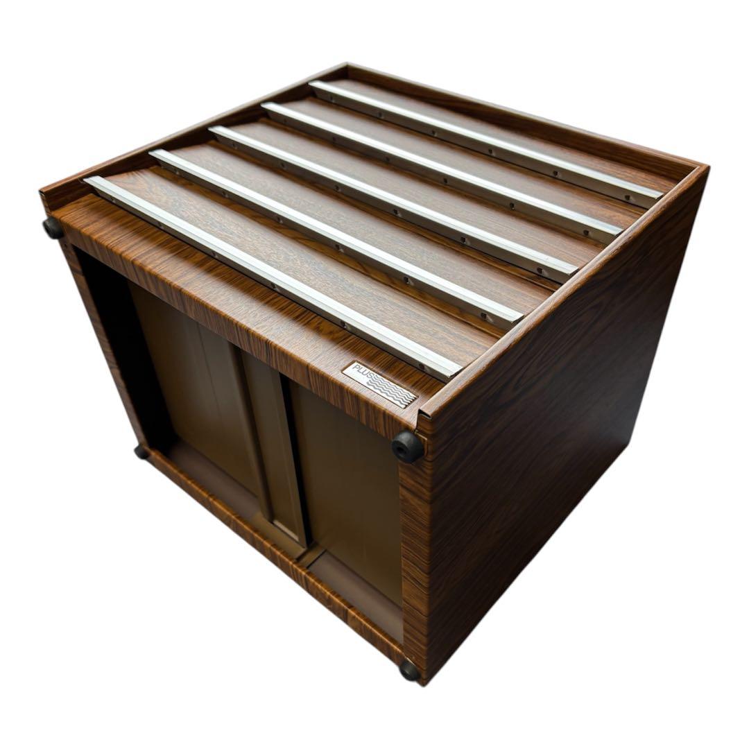 スチール製 レターケース 木目調 ビンテージ ミッドセンチュリー 5段 PLUS