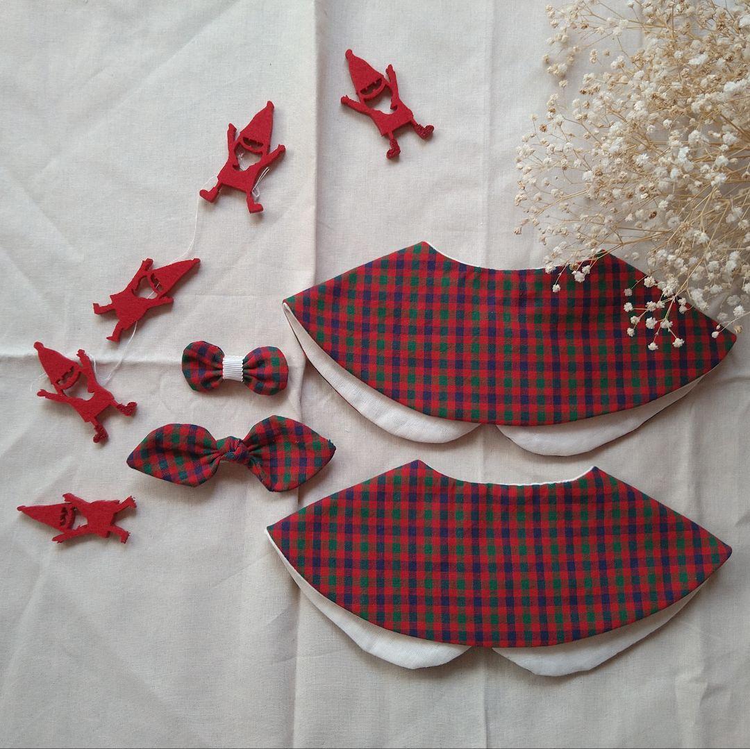 ❁ファミリアチェックつけ襟スタイ❁　オプションあり