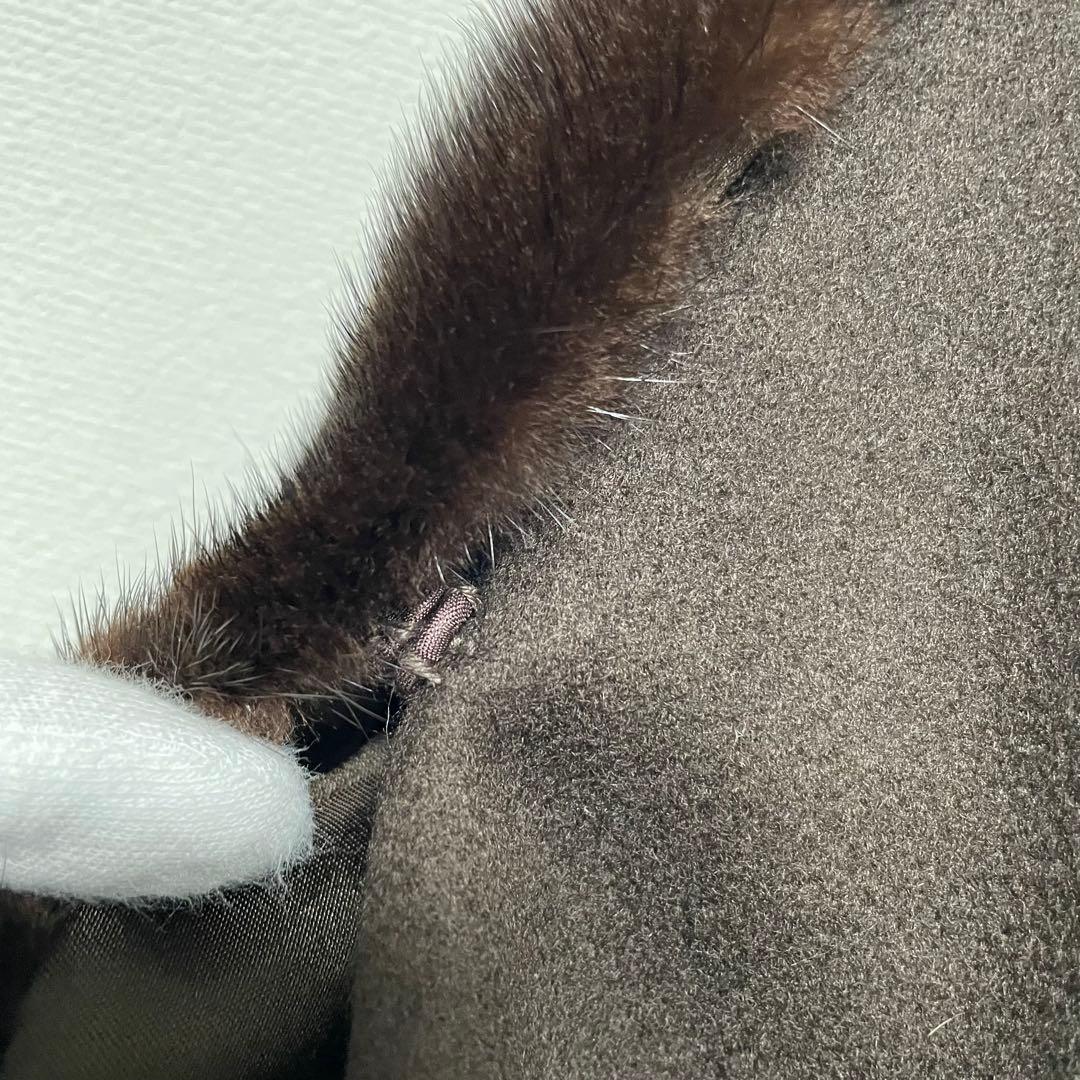 【極上の肌触り】ファーロングコート カシミヤ100 ミンク タグ付き Aライン