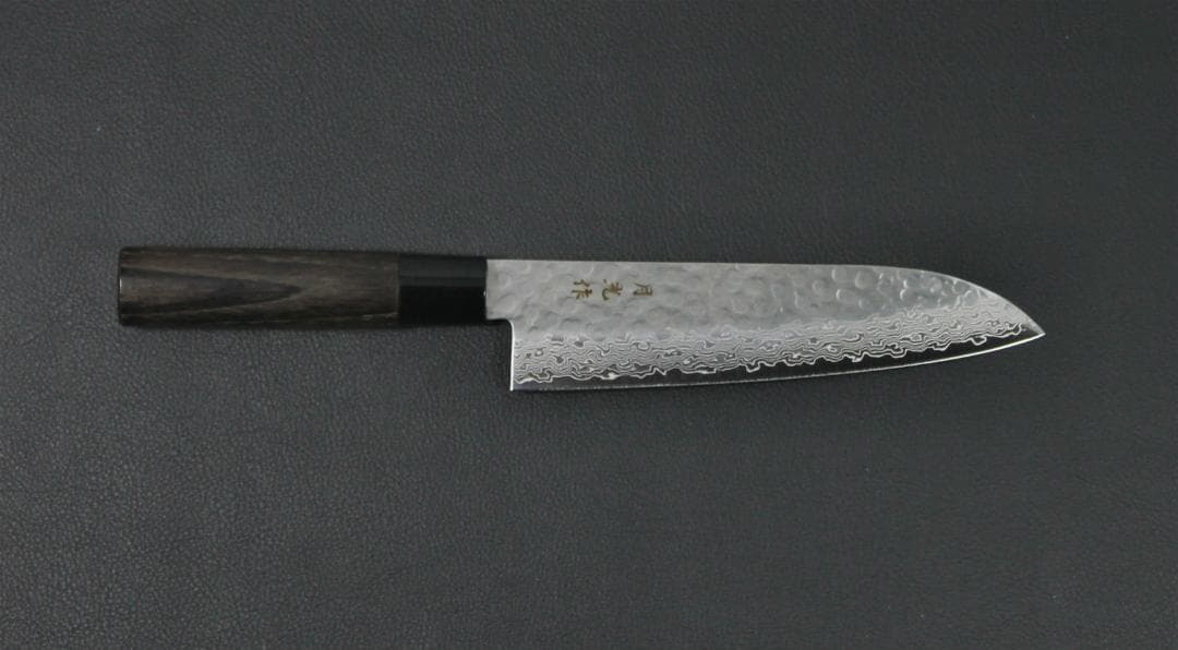 AUS10 ダマスカス 三徳包丁 180㎜ G1805 焼柄 月光作