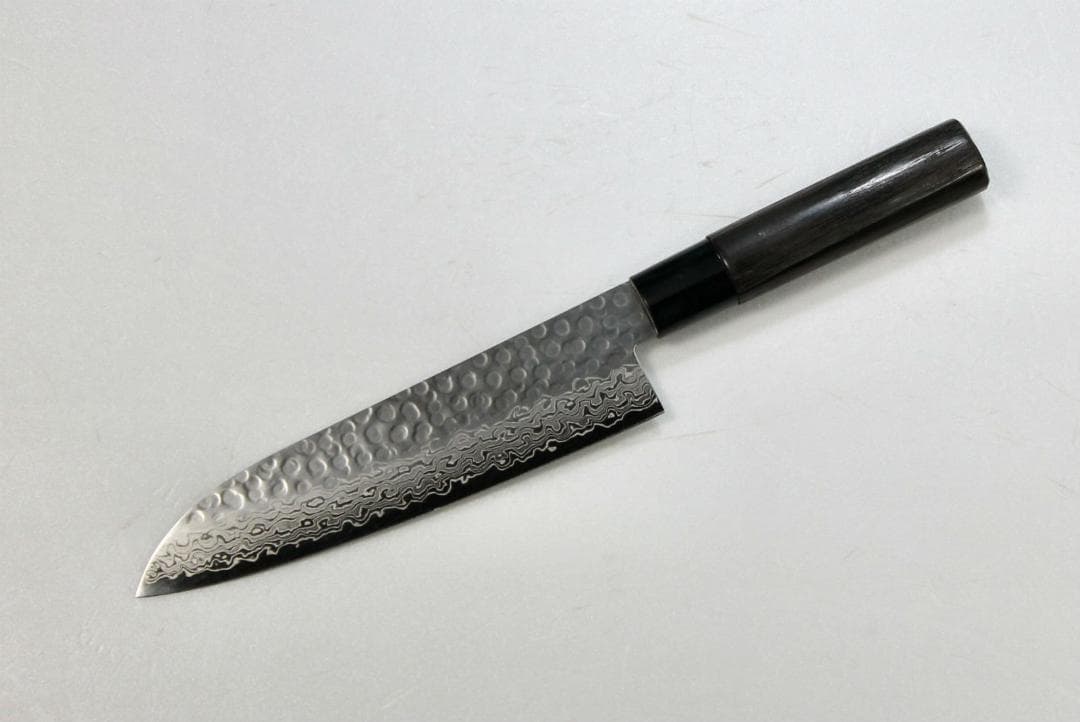 AUS10 ダマスカス 三徳包丁 180㎜ G1805 焼柄 月光作