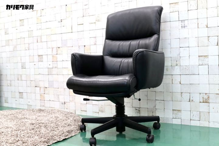 GMFK12C○karimoku / カリモク 書斎椅子 黒 本革 デスクチェア