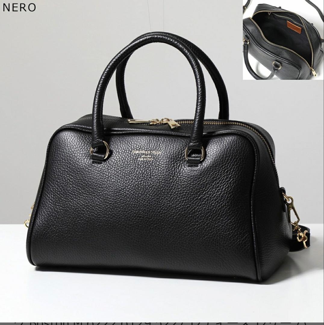 クリスチャンヴィラ　ボストンバッグ　黒　本革