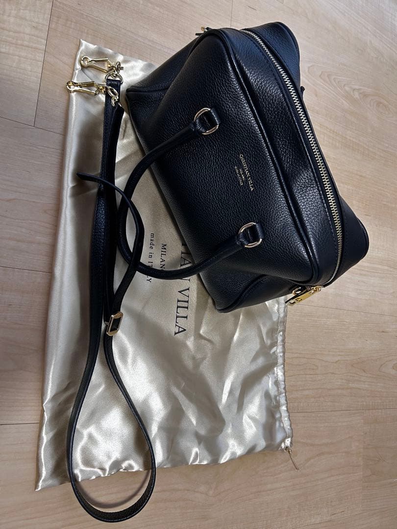 クリスチャンヴィラ　ボストンバッグ　黒　本革