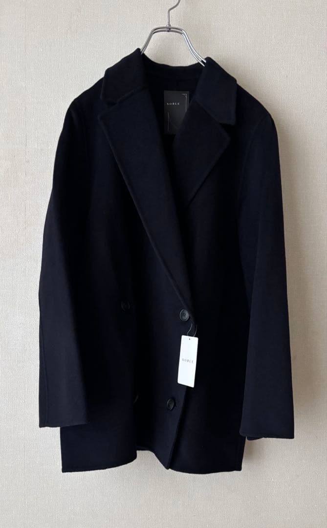 【未使用・タグ付】Super160sチェスターミドルコート/ネイビー
