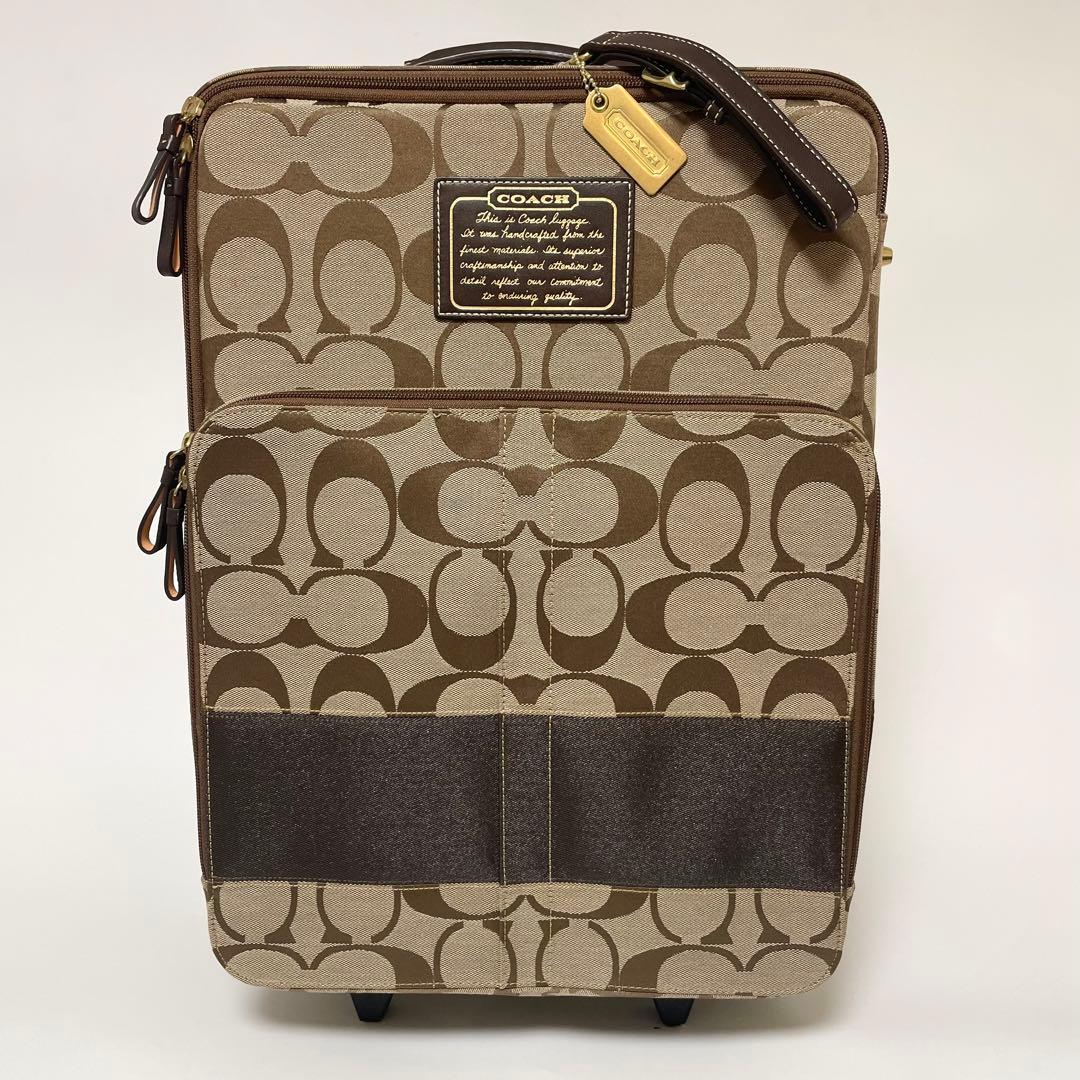 極美品✨COACH キャリーケース 旅行カバン シグネチャー キャンバス 茶