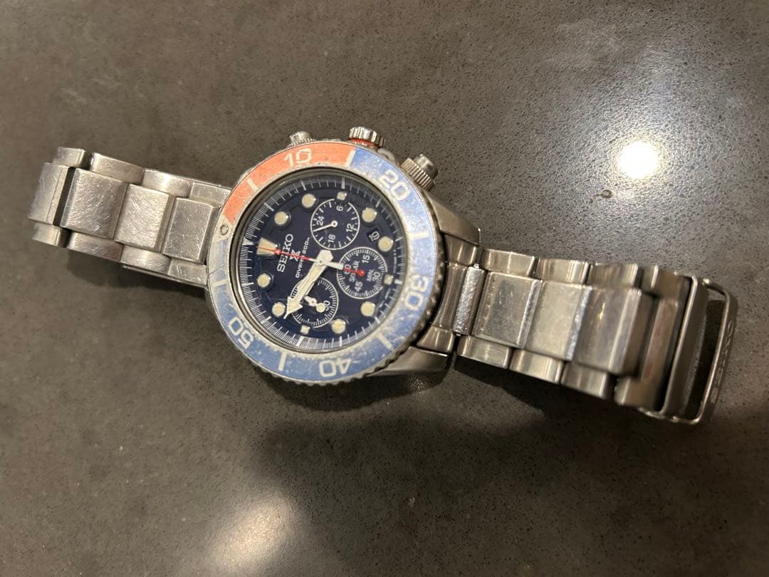 SEIKO セイコー SOLAR ダイバーズ クロノグラフ 大人気 ペプシカラー