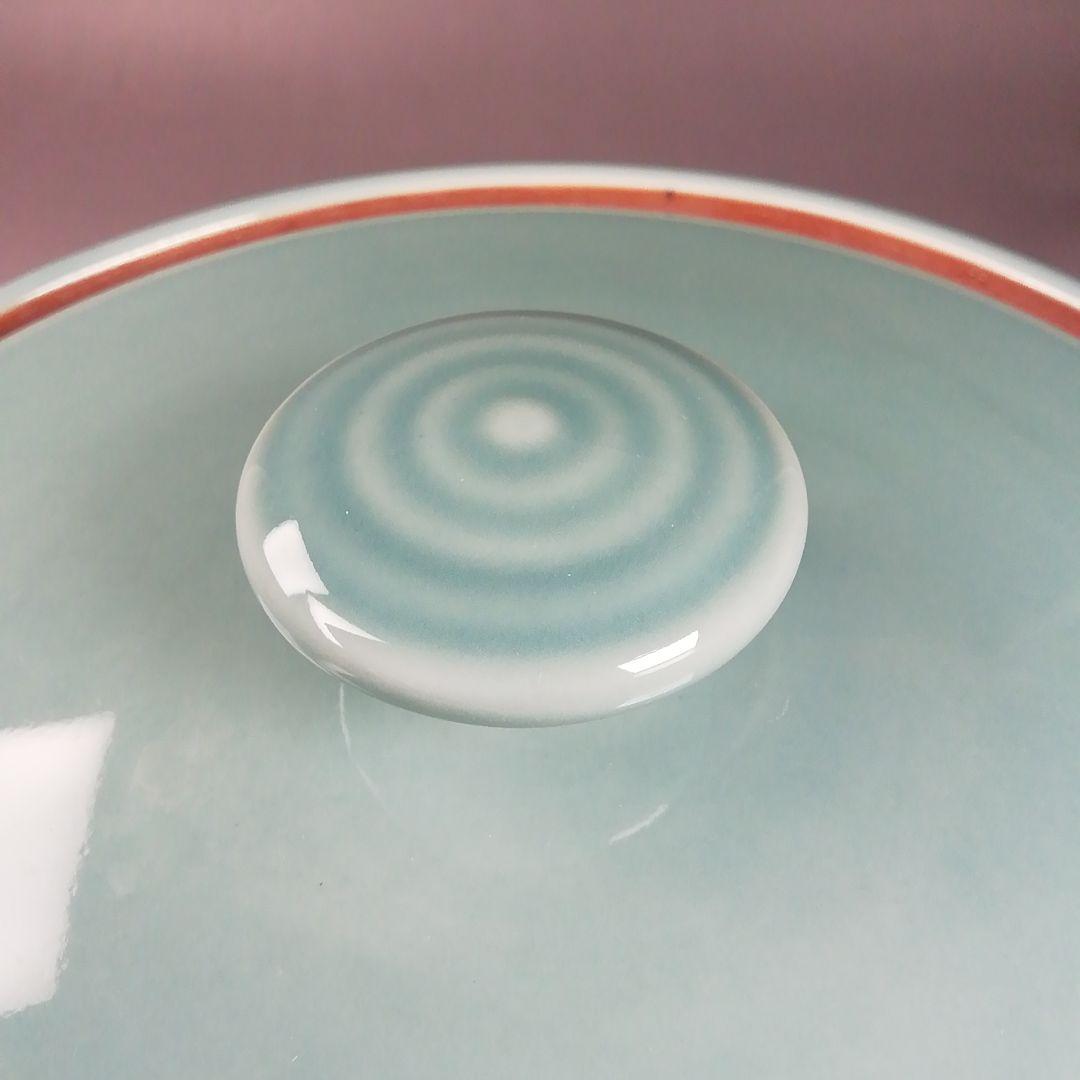 Ｗ１１８　水指　『青磁　末広』『藤山 造』　共箱　茶道具