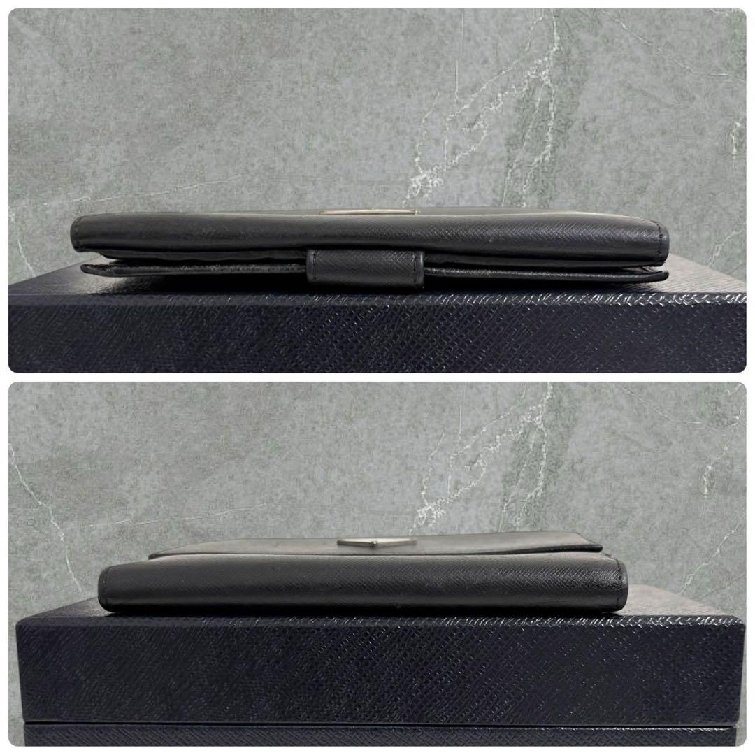 極美品✨ PRADA プラダ 三つ折り財布 サフィアーノ ブラック 三角ロゴ