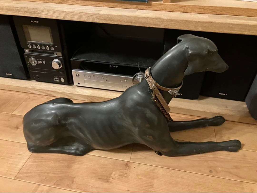 作家不明 ブロンズ像 グレーハウンド 犬の置物 銅 金属 オブジェ