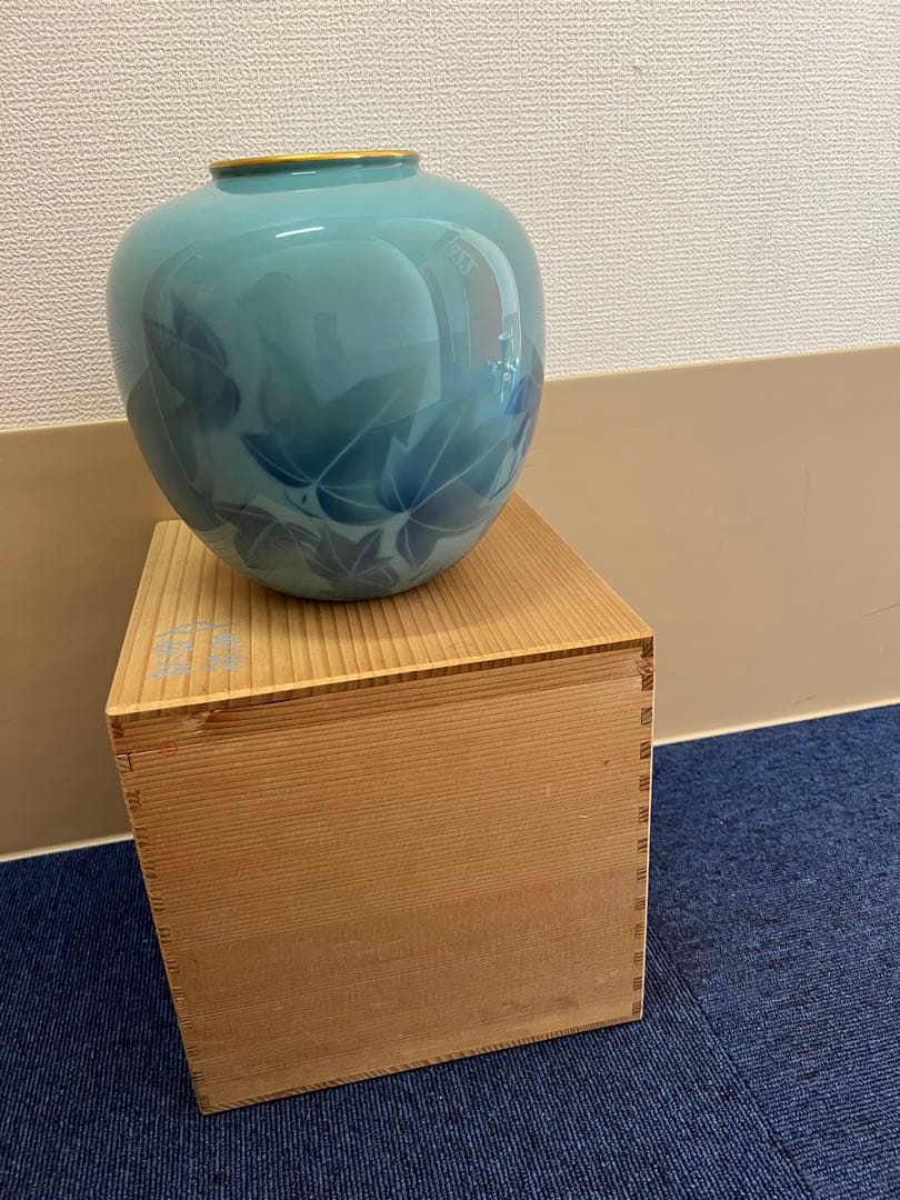 1123 深川製磁　色絵彩磁　芙蓉　花瓶　未使用