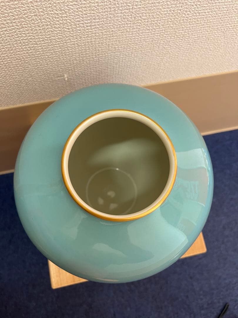 1123 深川製磁　色絵彩磁　芙蓉　花瓶　未使用